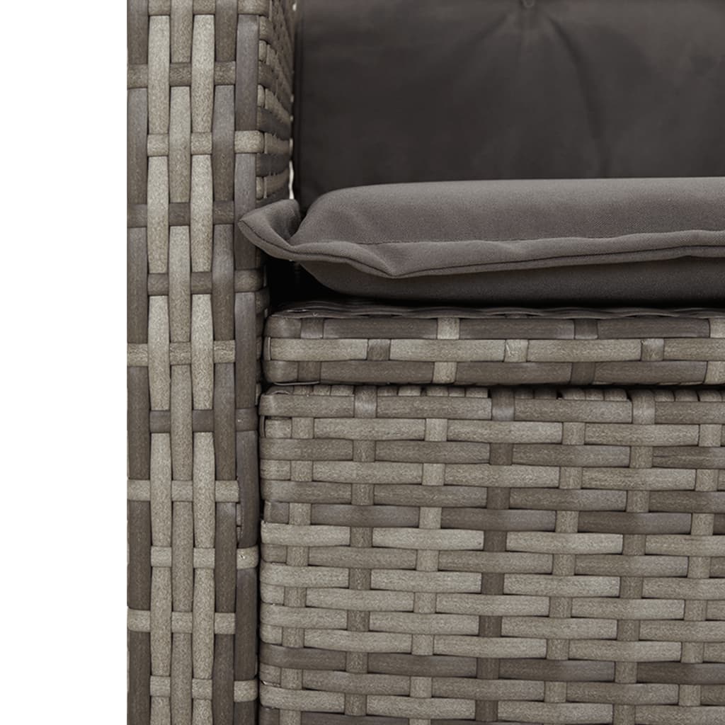 Ensemble à manger de jardin et coussins 2 pcs gris rotin