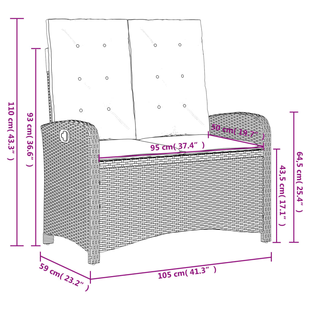 Ensemble à manger jardin 4pcs et coussins Gris Résine tressée