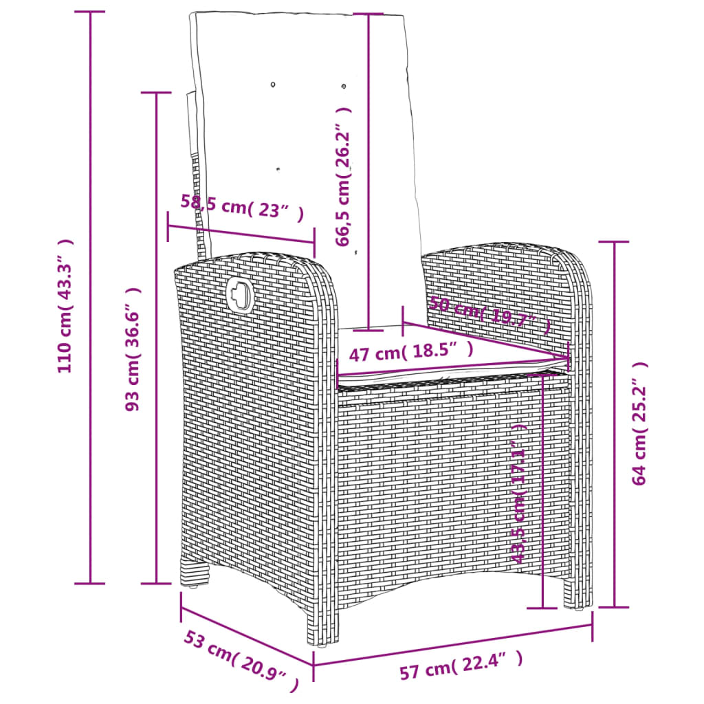 Ensemble à manger de jardin coussins 4 pcs beige résine tressée