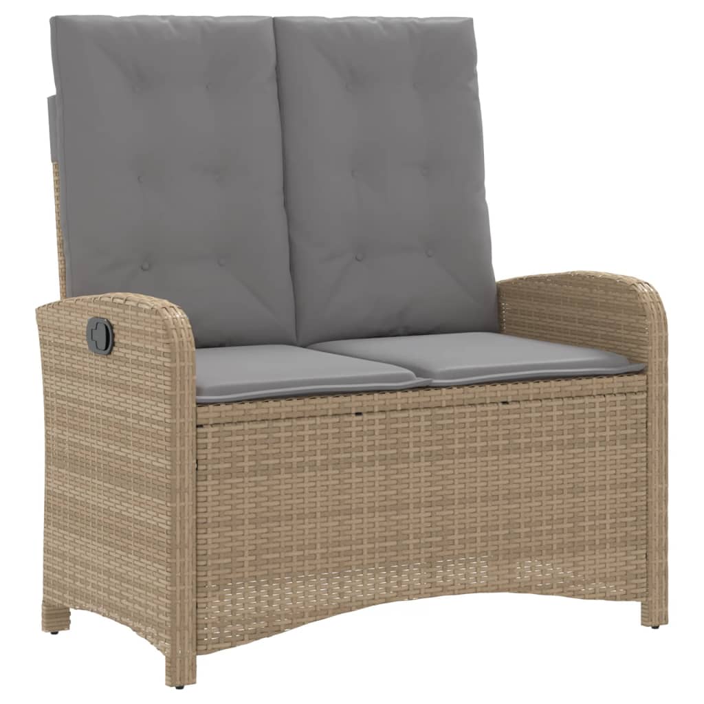Ensemble à manger de jardin et coussins 2 pcs beige poly rotin