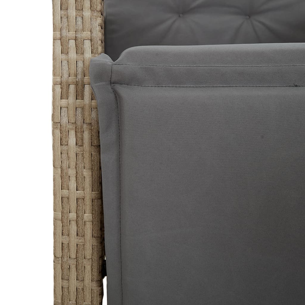 Ensemble à manger de jardin coussins 4 pcs beige résine tressée
