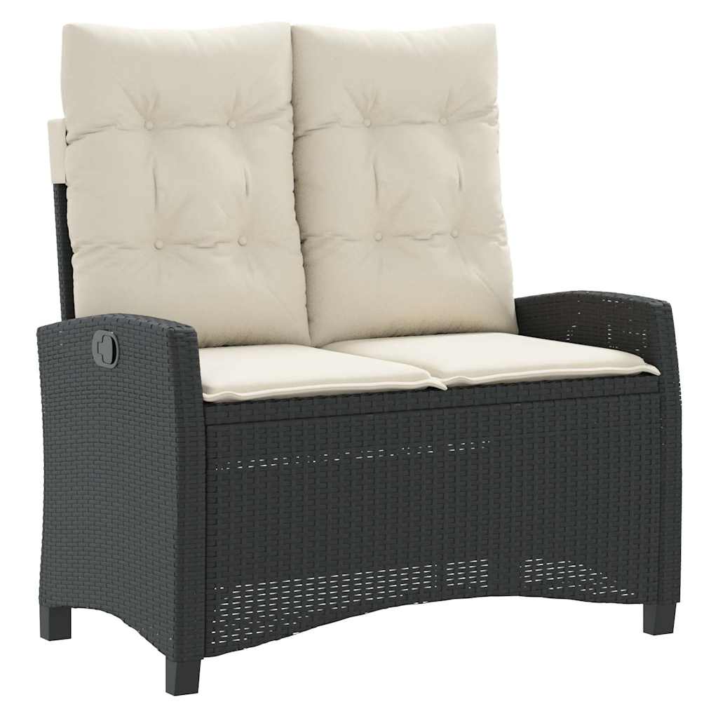 Ensemble à manger de jardin coussins 2pcs noir résine tressée