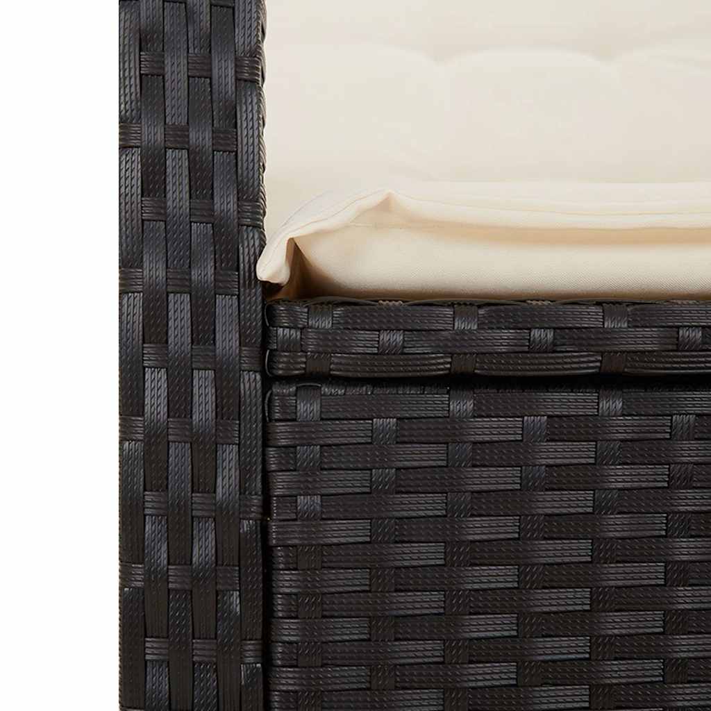 Ensemble à manger de jardin coussins 2pcs noir résine tressée