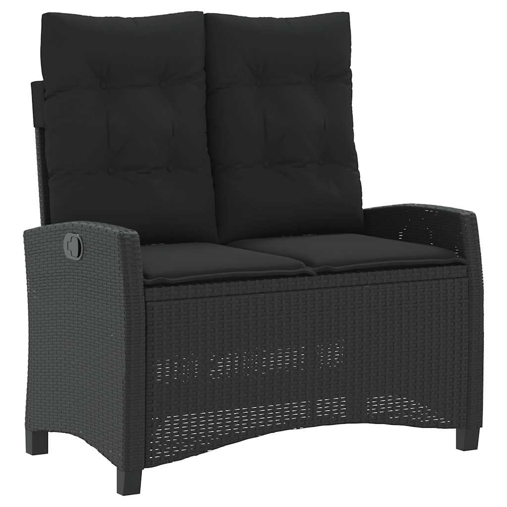 Ensemble à manger de jardin coussins 2pcs noir résine tressée