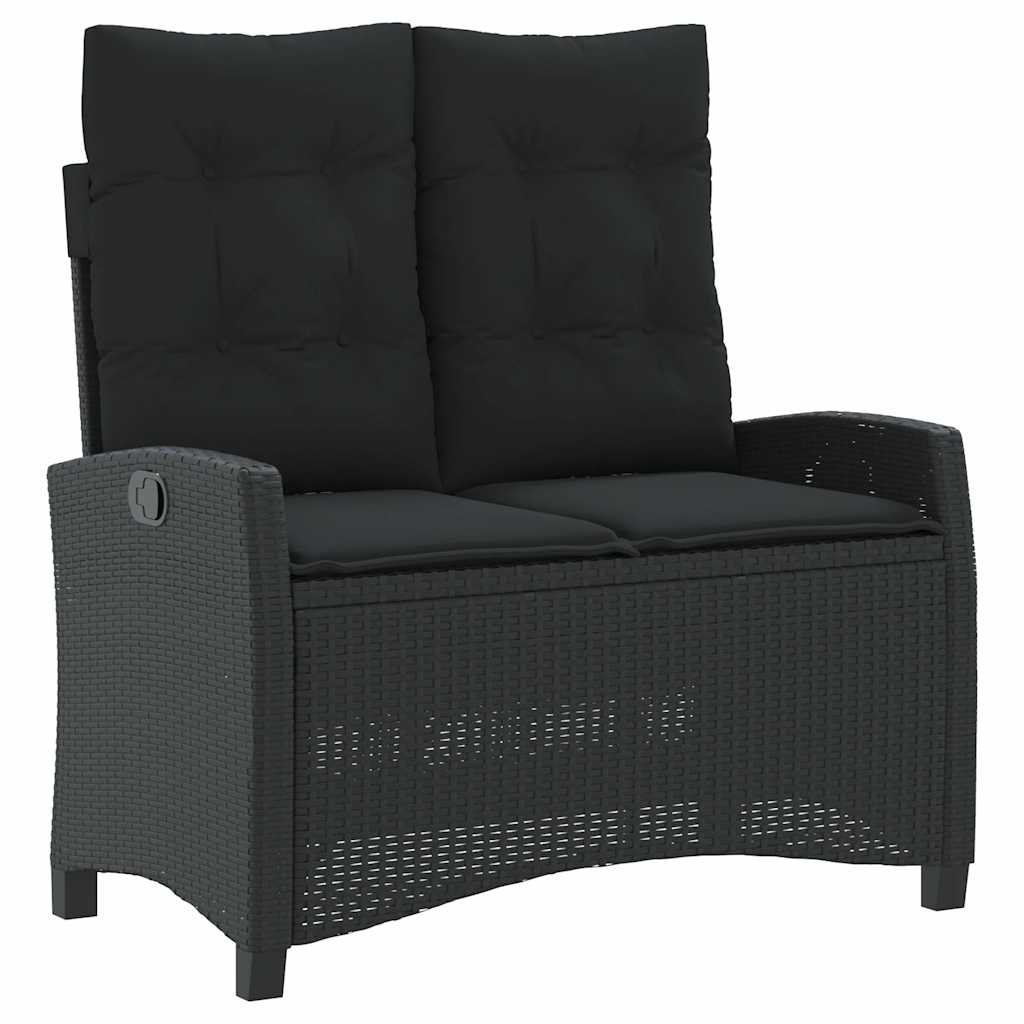 Ensemble à manger de jardin coussins 2pcs noir résine tressée