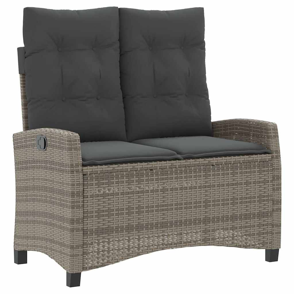 Ensemble à manger de jardin et coussins 2 pcs gris rotin