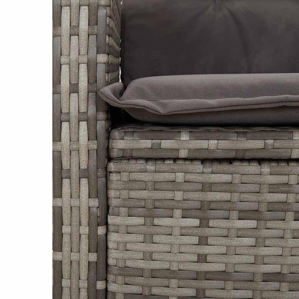 Ensemble à manger de jardin et coussins 2 pcs gris rotin