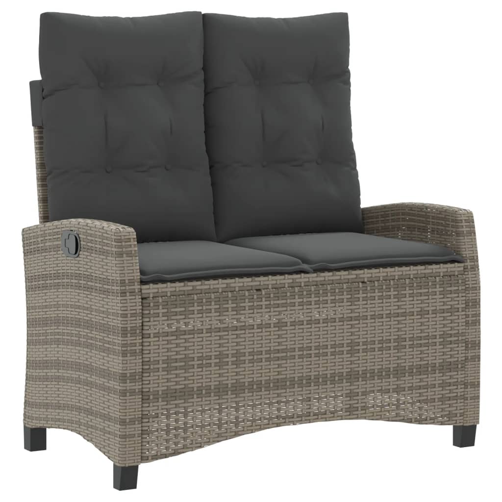 Ensemble à manger jardin 4pcs et coussins Gris Résine tressée
