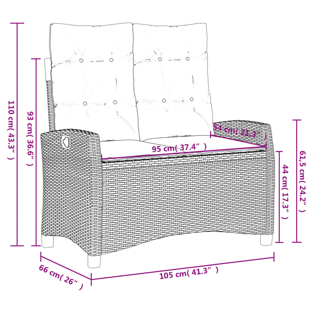 Ensemble à manger jardin 4pcs et coussins Gris Résine tressée