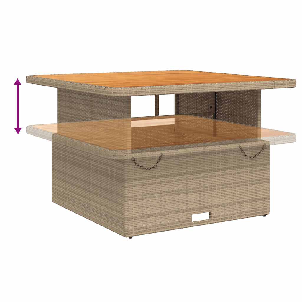 Ensemble à manger de jardin et coussins 2 pcs beige poly rotin