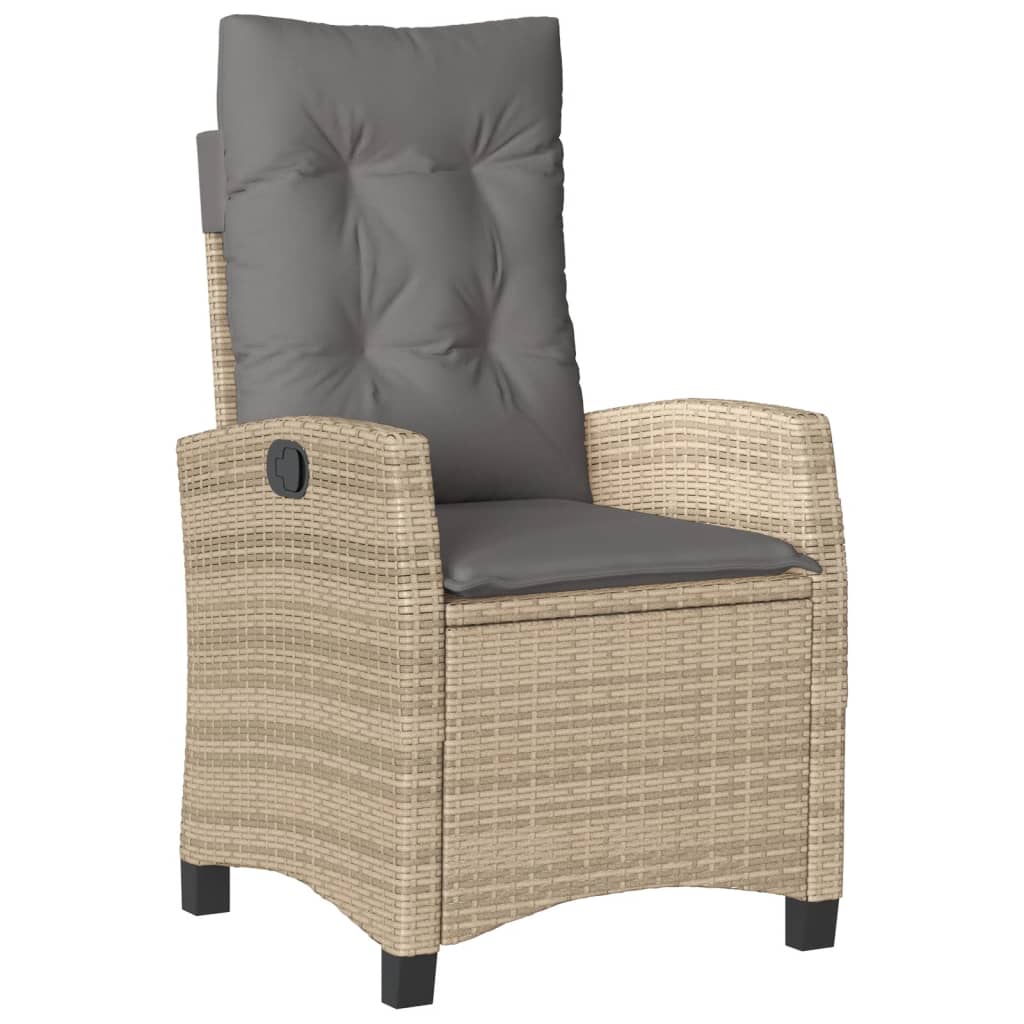 Ensemble à manger de jardin coussins 4 pcs beige résine tressée