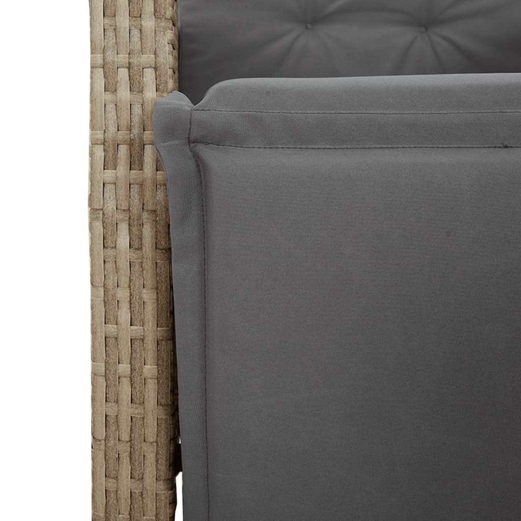 Ensemble à manger de jardin coussins 4 pcs beige résine tressée
