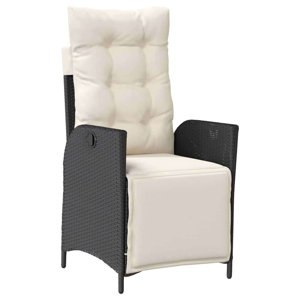 Ensemble à manger de jardin avec coussins 3 pcs Noir