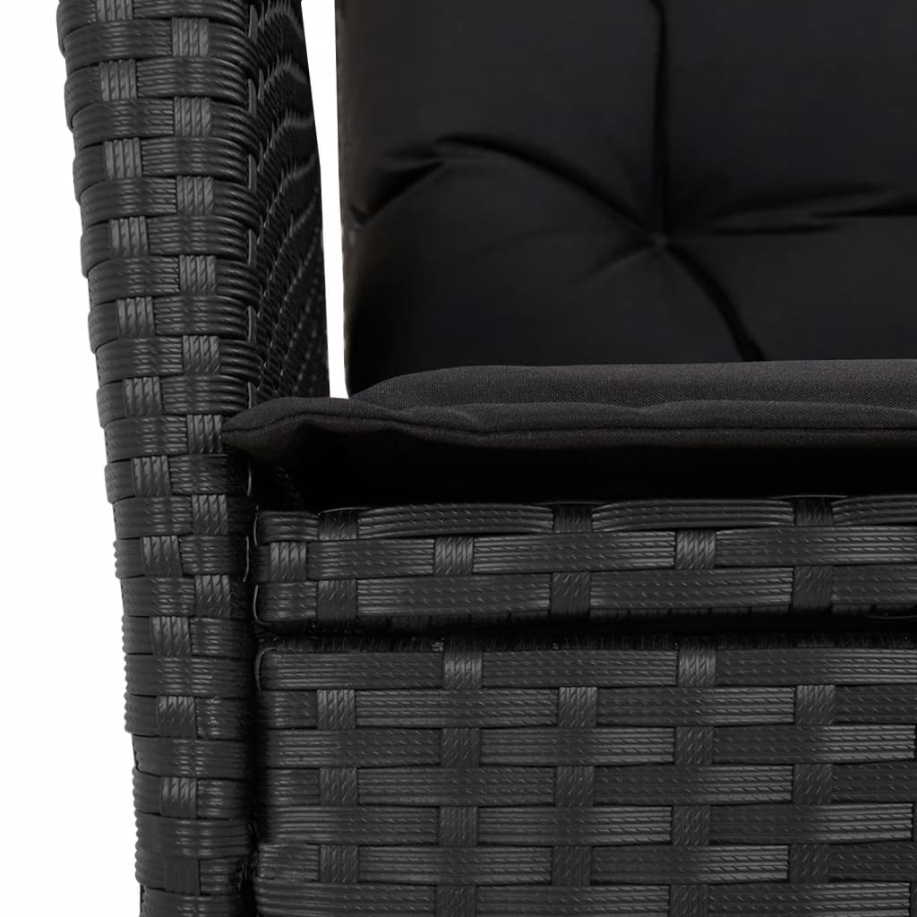 Ensemble à manger de jardin avec coussins 3 pcs Noir