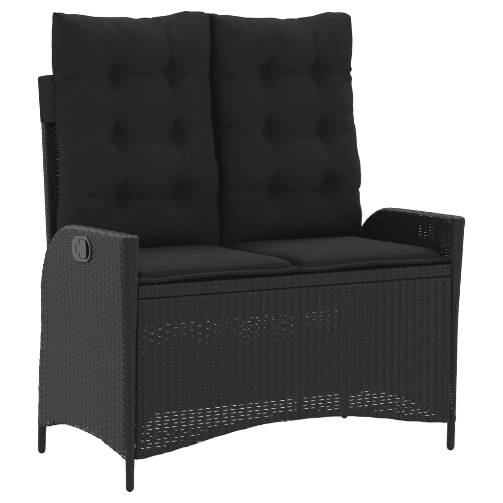 Ensemble à manger de jardin coussins 2pcs noir résine tressée