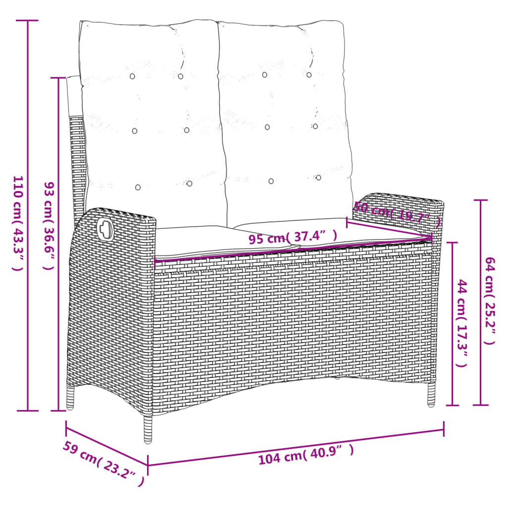 Ensemble à manger de jardin 4 pcs avec coussins noir