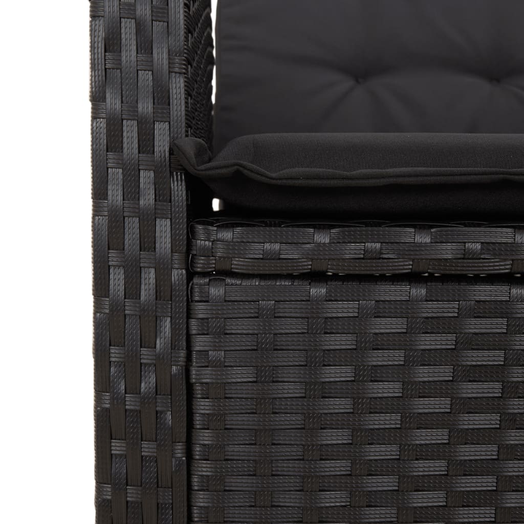 Ensemble à manger de jardin coussins 2pcs noir résine tressée