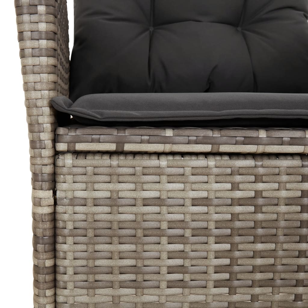 Ensemble à manger de jardin 3 pcs coussins gris résine tressée