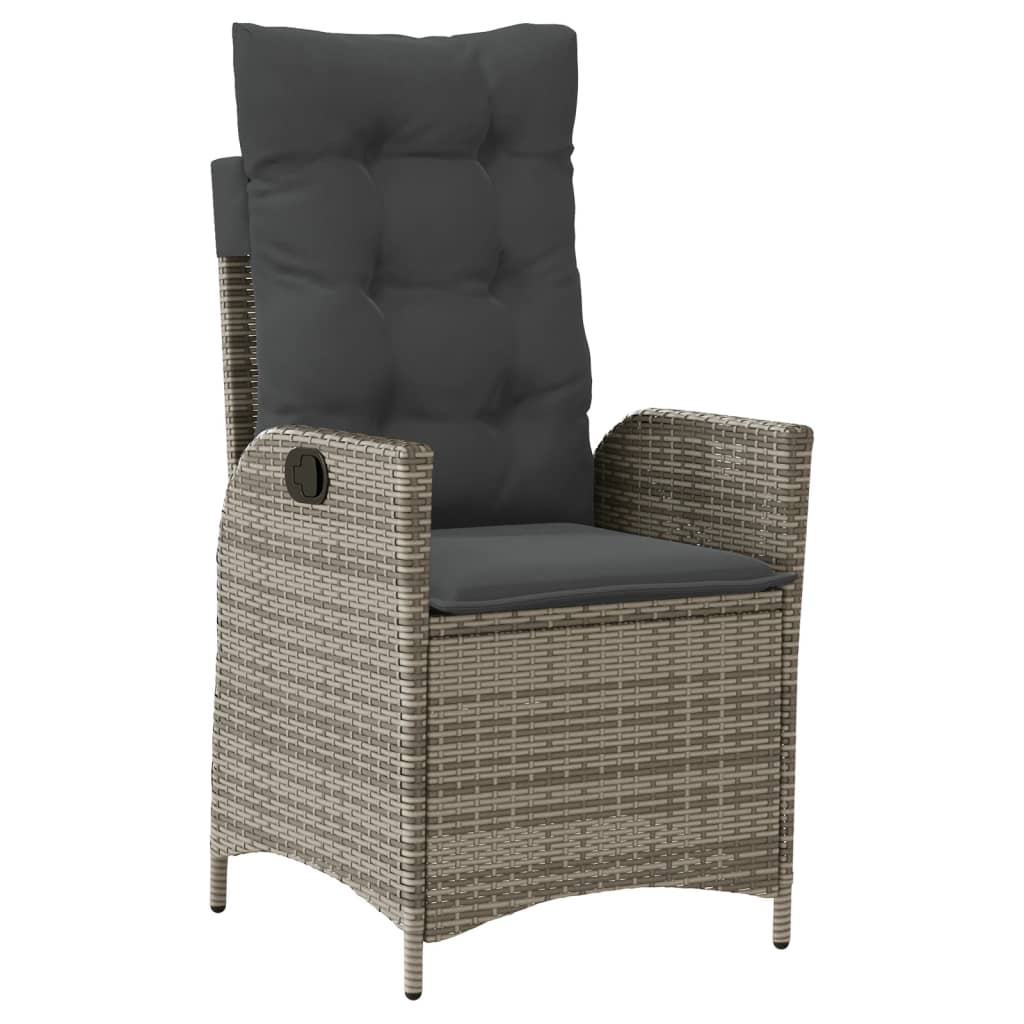 Ensemble à manger jardin 4pcs et coussins Gris Résine tressée