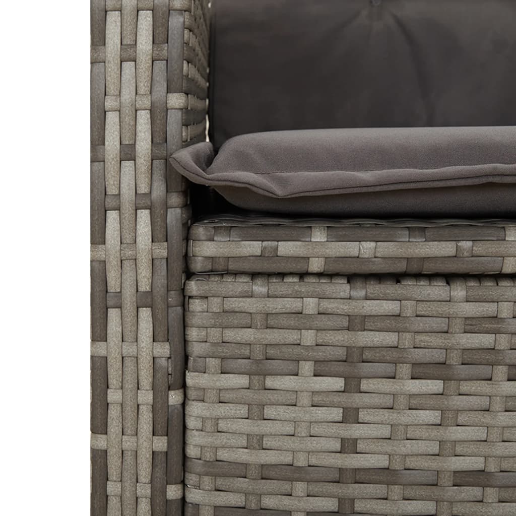 Ensemble à manger de jardin et coussins 2 pcs gris rotin