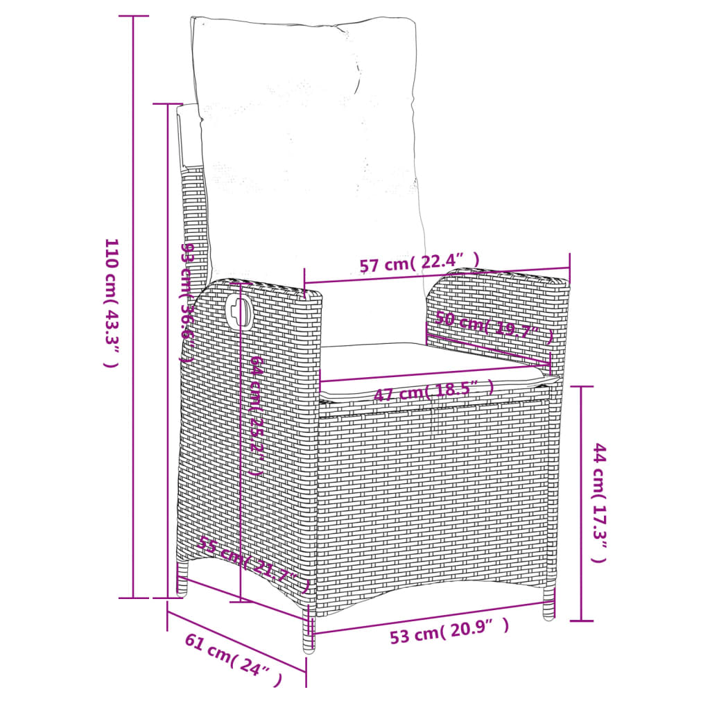 Ensemble à manger de jardin avec coussins 5pcs Beige poly rotin