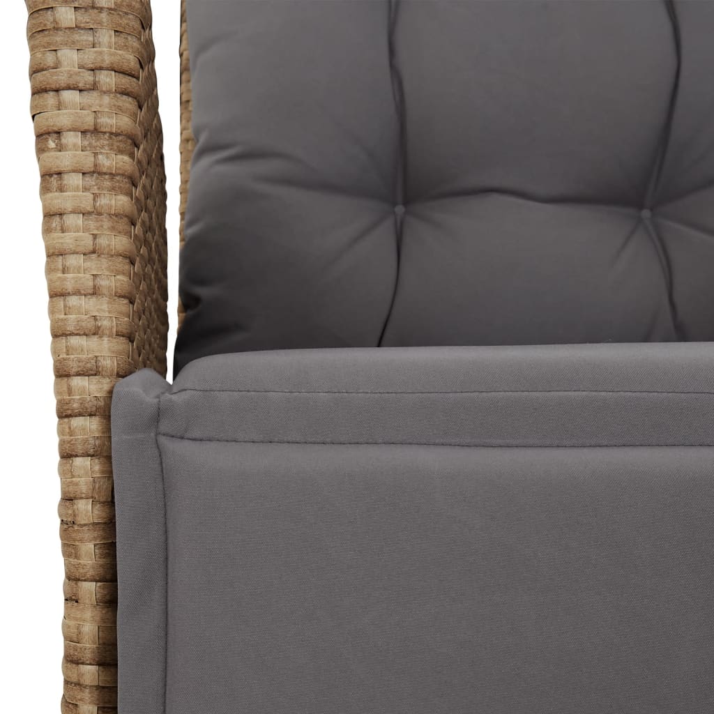 Ensemble à manger de jardin avec coussins 5pcs Beige poly rotin