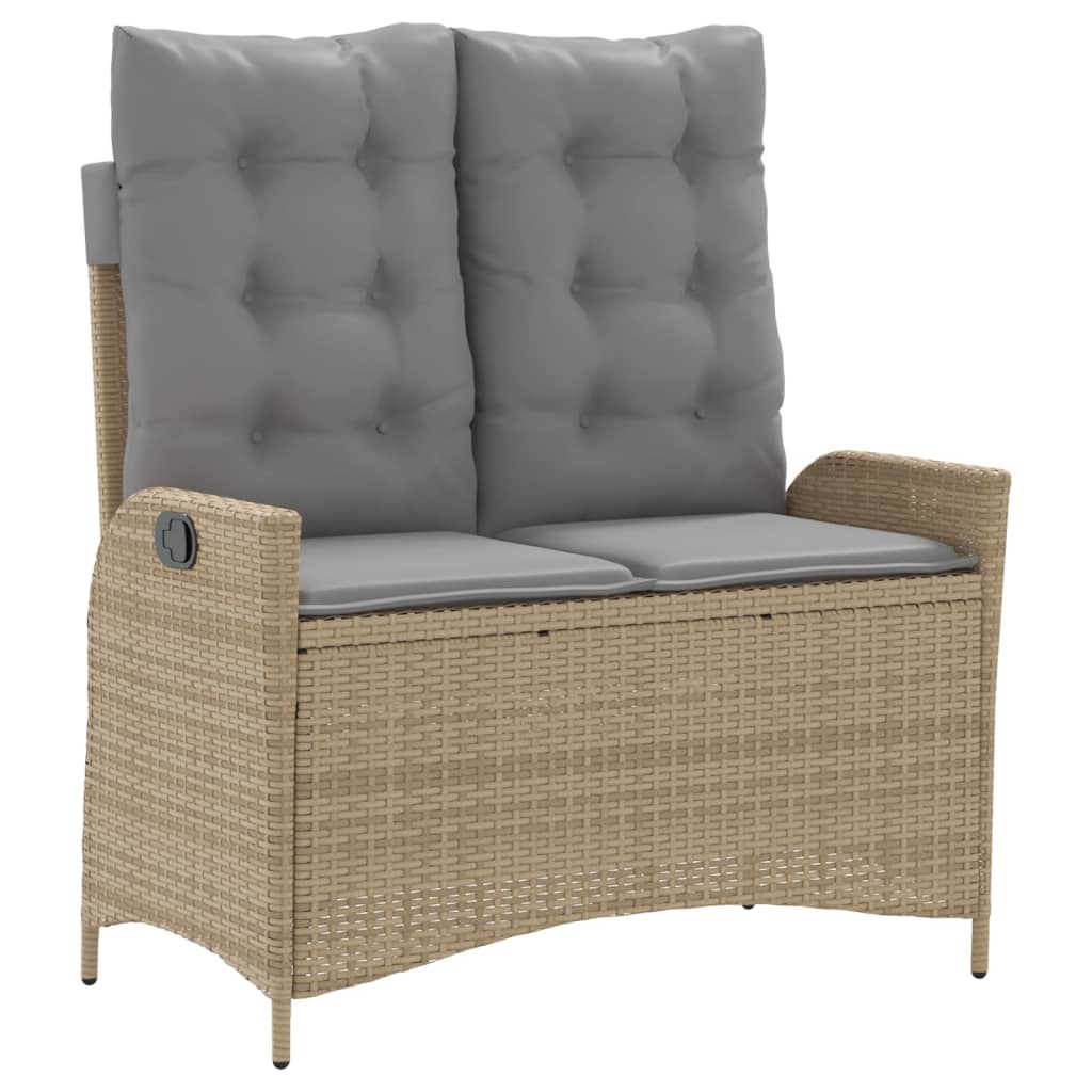 Ensemble à manger de jardin et coussins 2 pcs beige poly rotin