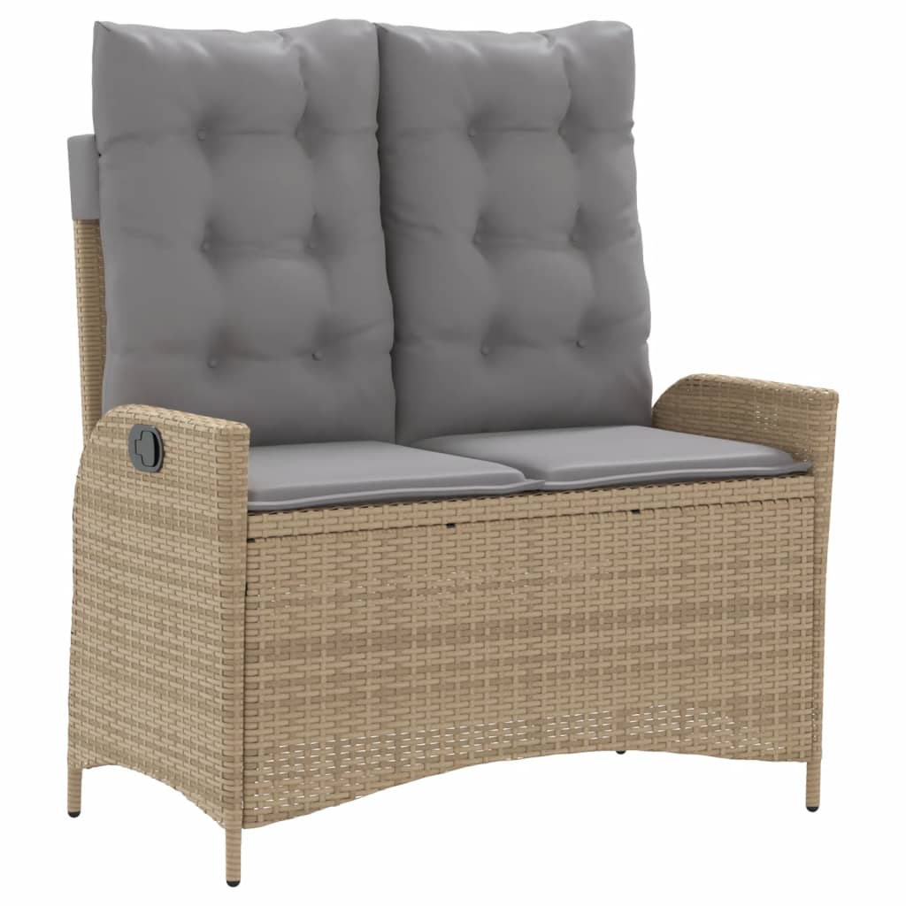 Ensemble à manger de jardin coussins 4 pcs beige résine tressée
