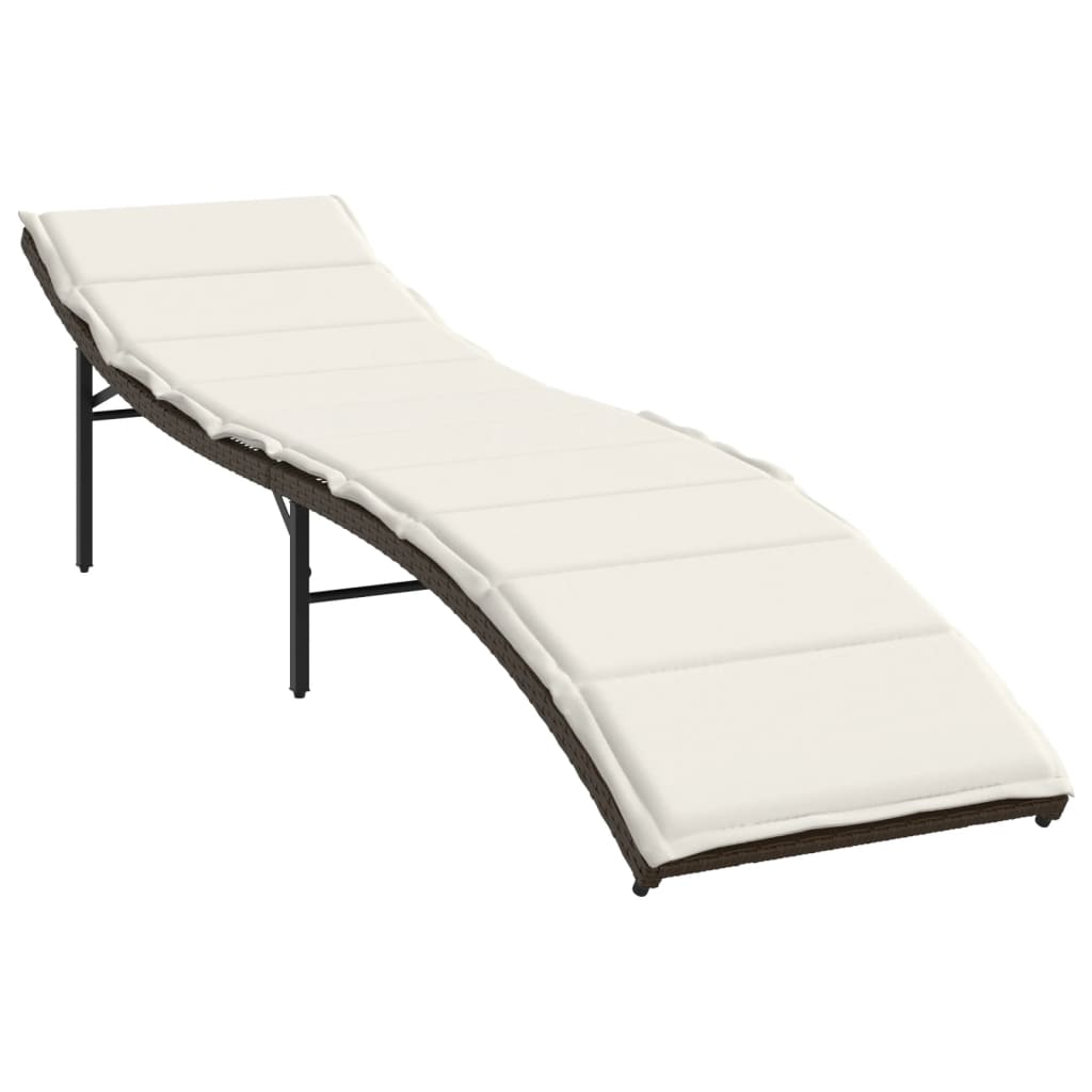 Chaises longues lot de 2 avec coussins marron résine tressée Bains de soleil vidaXL