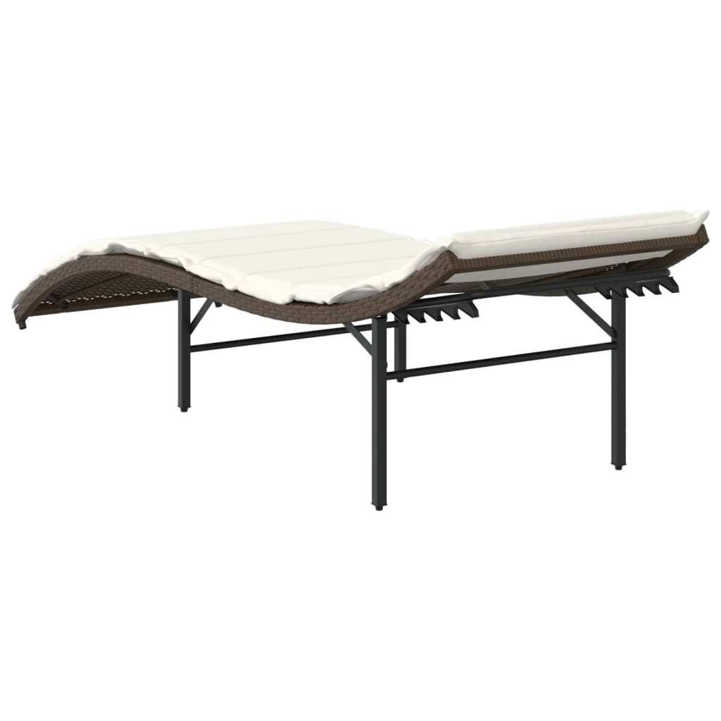 Chaises longues lot de 2 avec coussins marron résine tressée Bains de soleil vidaXL