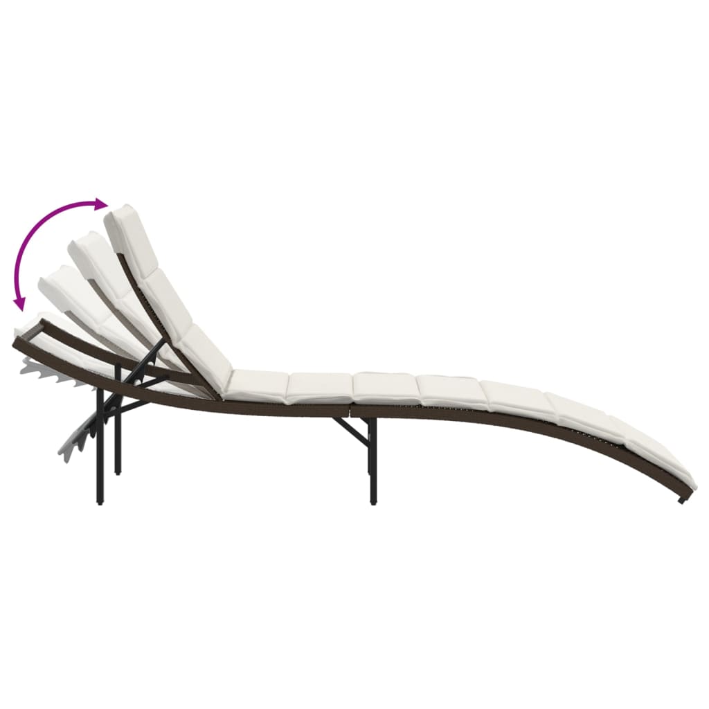 Chaises longues lot de 2 avec coussins marron résine tressée Bains de soleil vidaXL