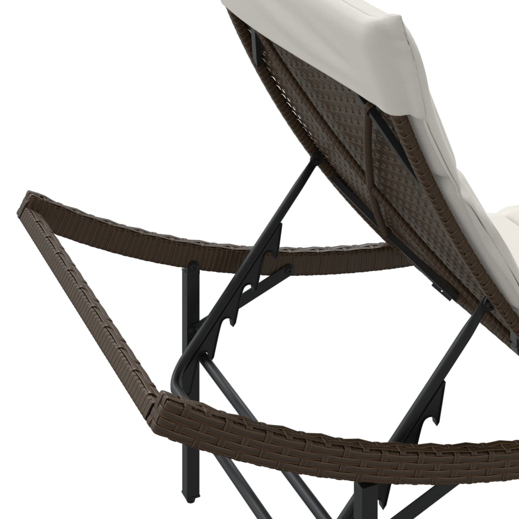 Chaises longues lot de 2 avec coussins marron résine tressée Bains de soleil vidaXL