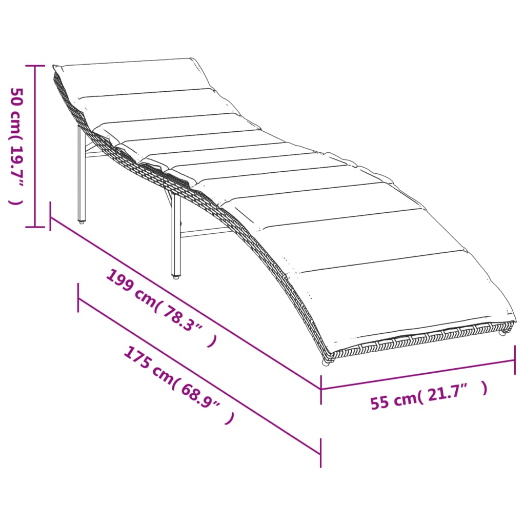 Chaises longues lot de 2 avec coussins marron résine tressée Bains de soleil vidaXL