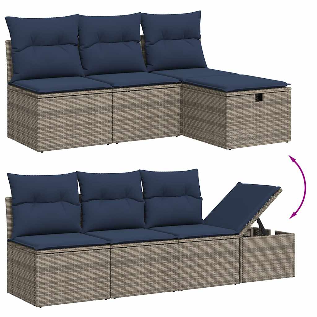 Ensemble de canapé de jardin 8 pcs avec coussins gris résine tressée