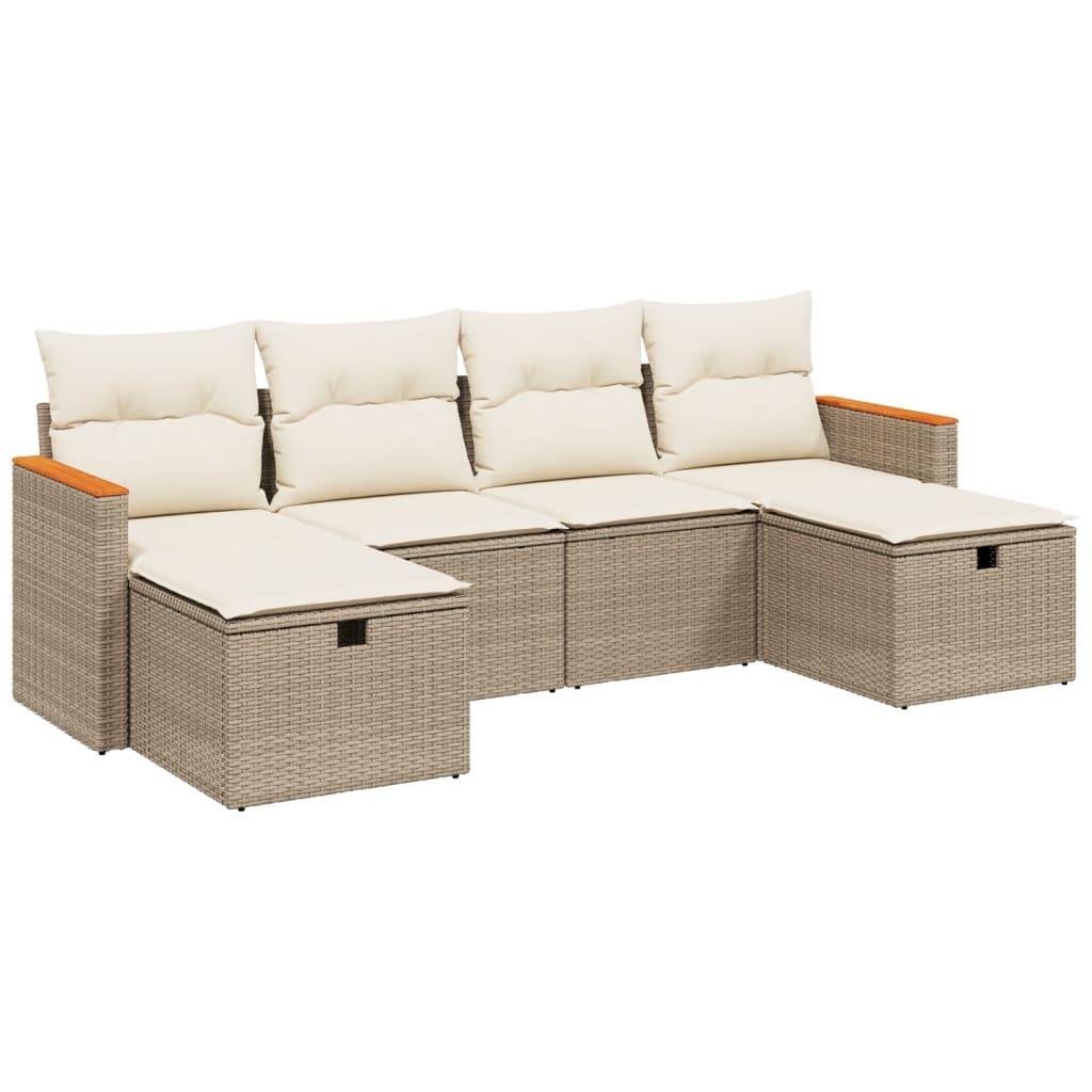Salon de jardin avec coussins 6 pcs beige résine tressée Salons de jardin vidaXL