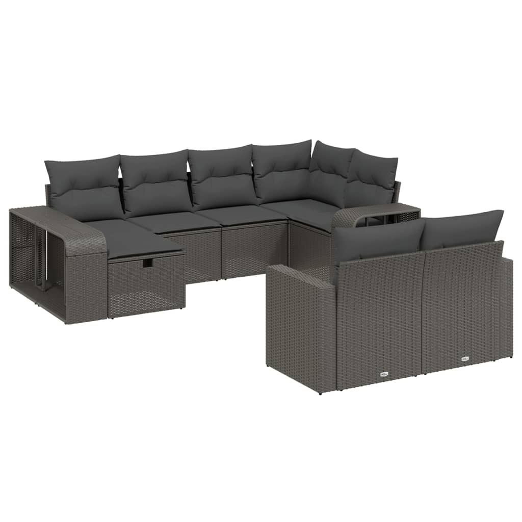 Salon de jardin 10 pcs avec coussins noir résine tressée Salons de jardin vidaXL