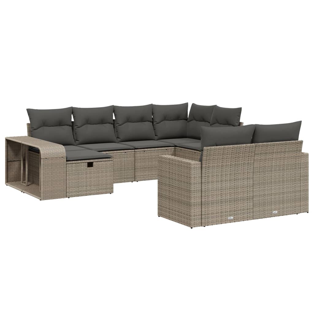 Salon de jardin avec coussins 10 pcs gris clair résine tressée Salons de jardin vidaXL