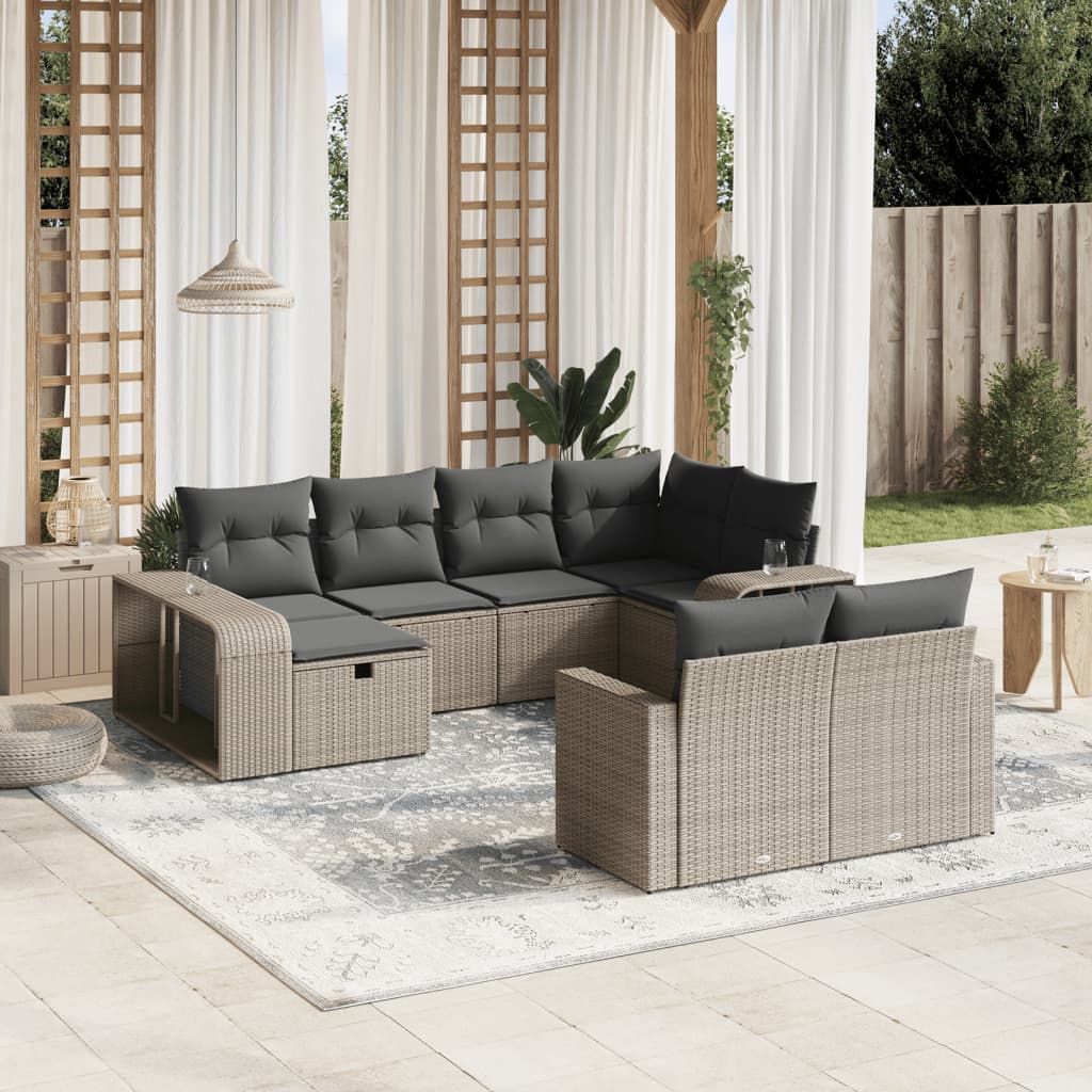 Salon de jardin avec coussins 10 pcs gris clair résine tressée Salons de jardin vidaXL