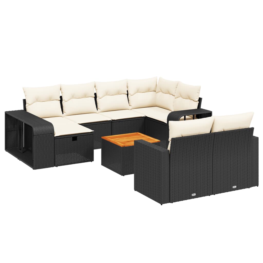 Salon de jardin 11 pcs avec coussins noir résine tressée Salons de jardin vidaXL