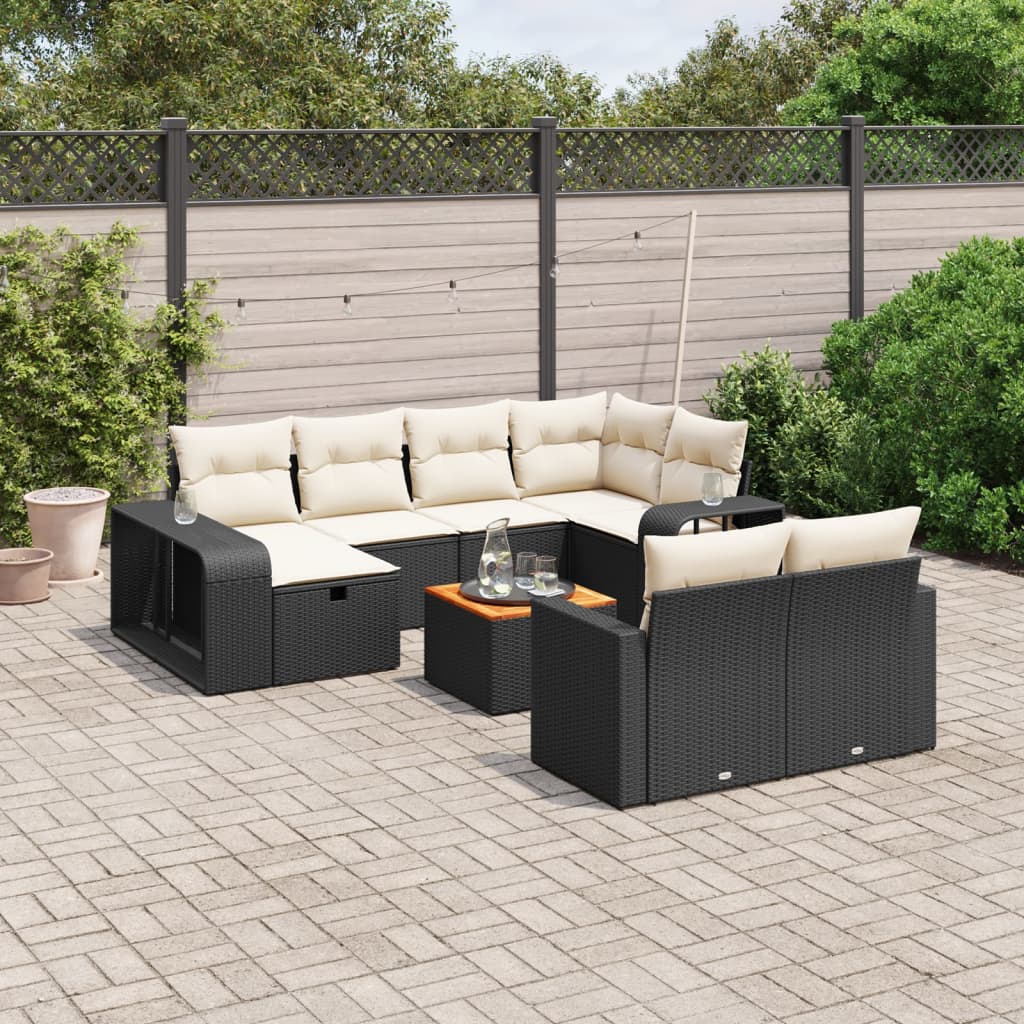 Salon de jardin 11 pcs avec coussins noir résine tressée Salons de jardin vidaXL