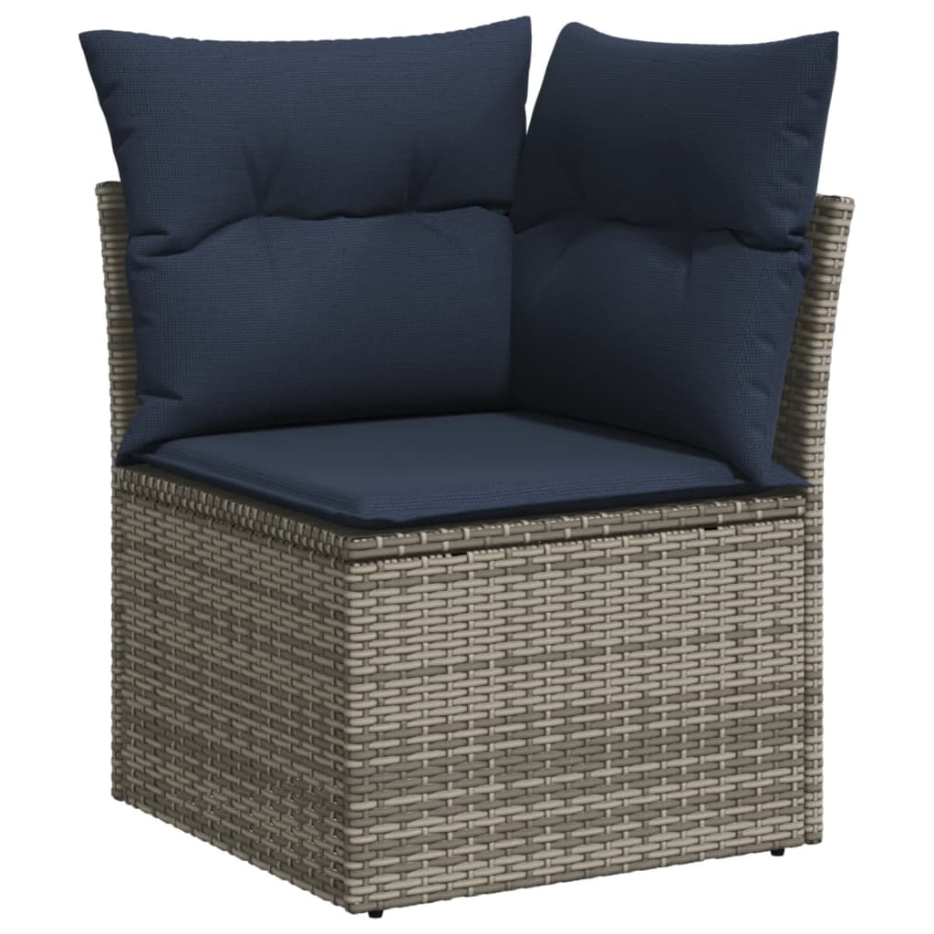 Ensemble de canapé de jardin 8 pcs avec coussins gris résine tressée