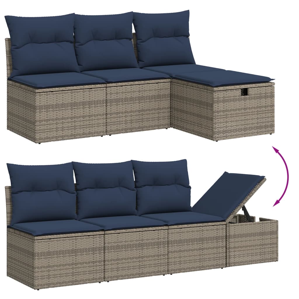 Ensemble de canapé de jardin 8 pcs avec coussins gris résine tressée
