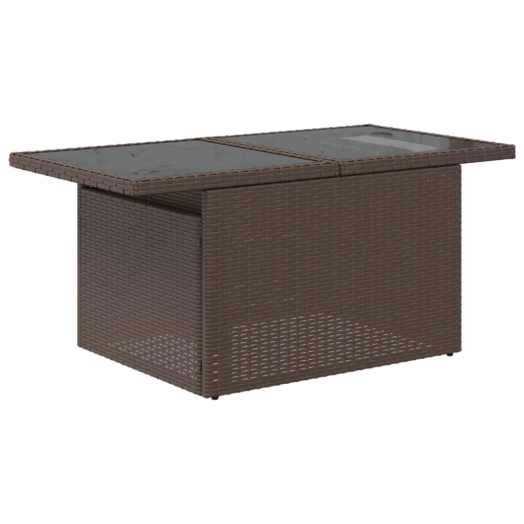 Ensemble de canapé de jardin 8 pcs avec coussins marron résine tressée