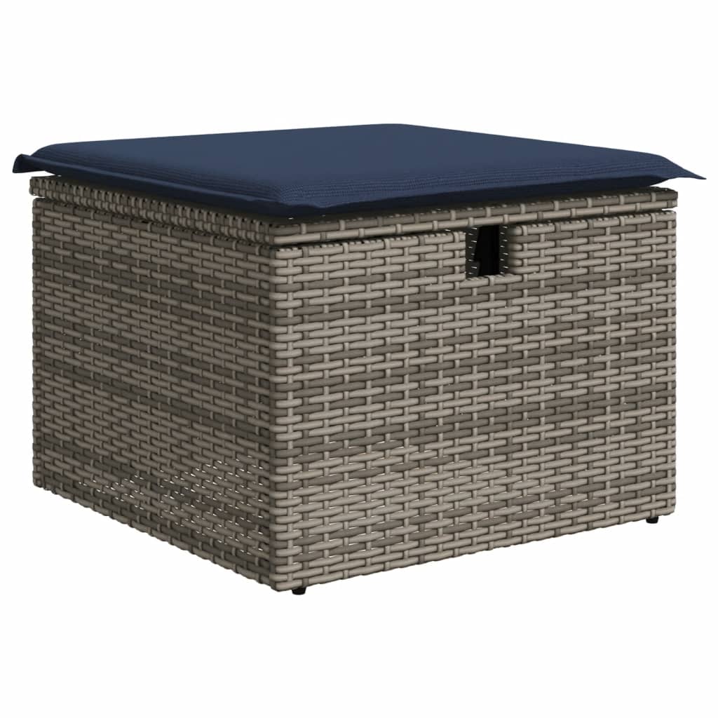 Ensemble de canapé de jardin 9 pcs avec coussins gris résine tressée