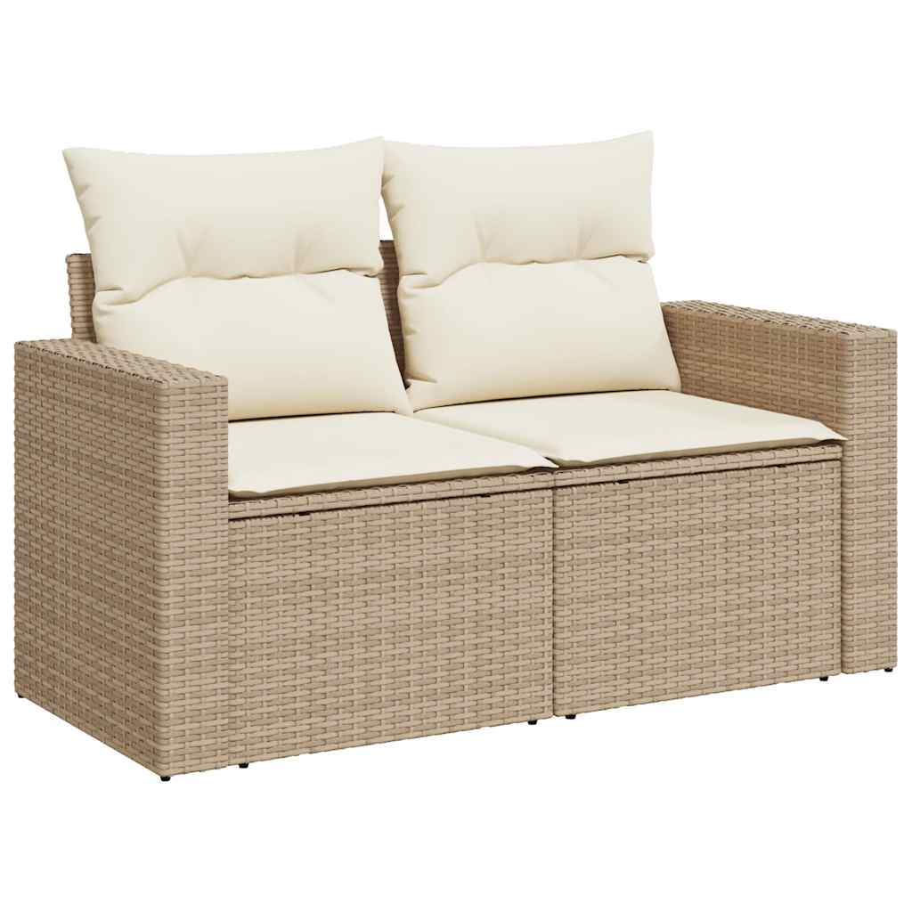 Salon de jardin avec coussins 9 pcs beige résine tressée - XIOS