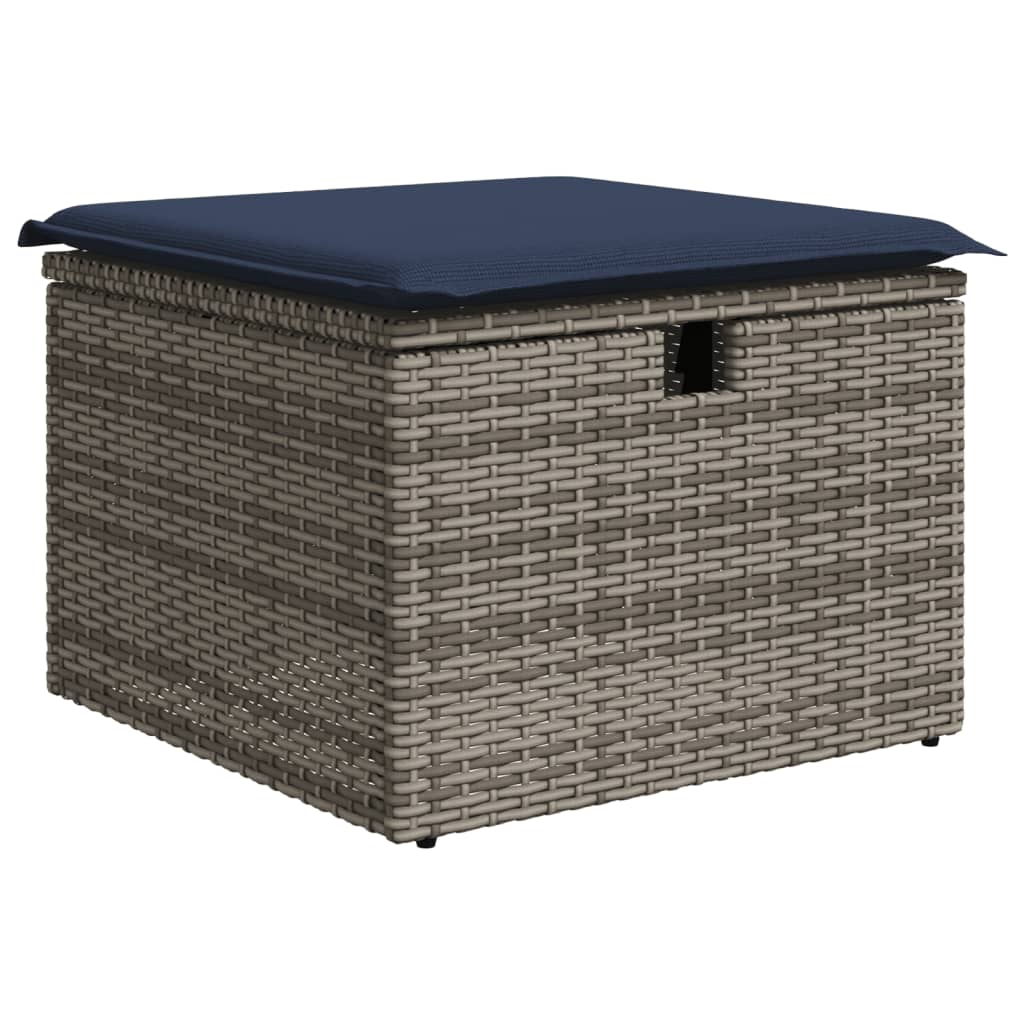 Ensemble de canapé de jardin 9 pcs avec coussins gris résine tressée