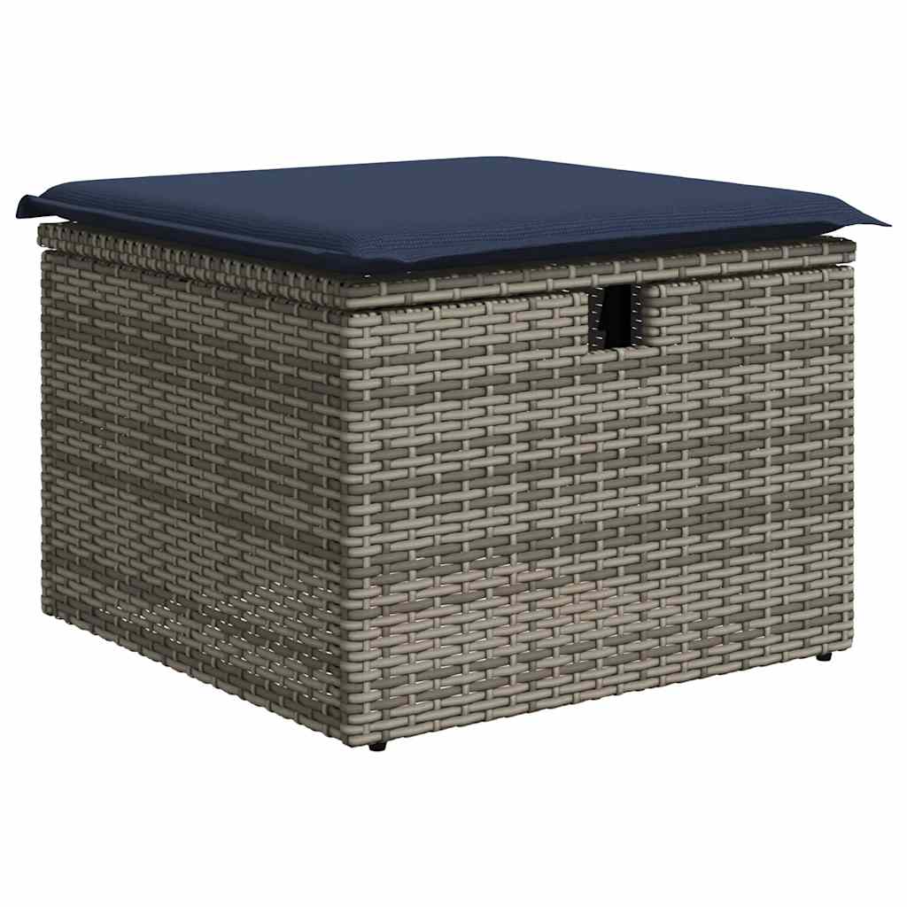 Ensemble de canapé de jardin 7 pcs avec coussins gris résine tressée