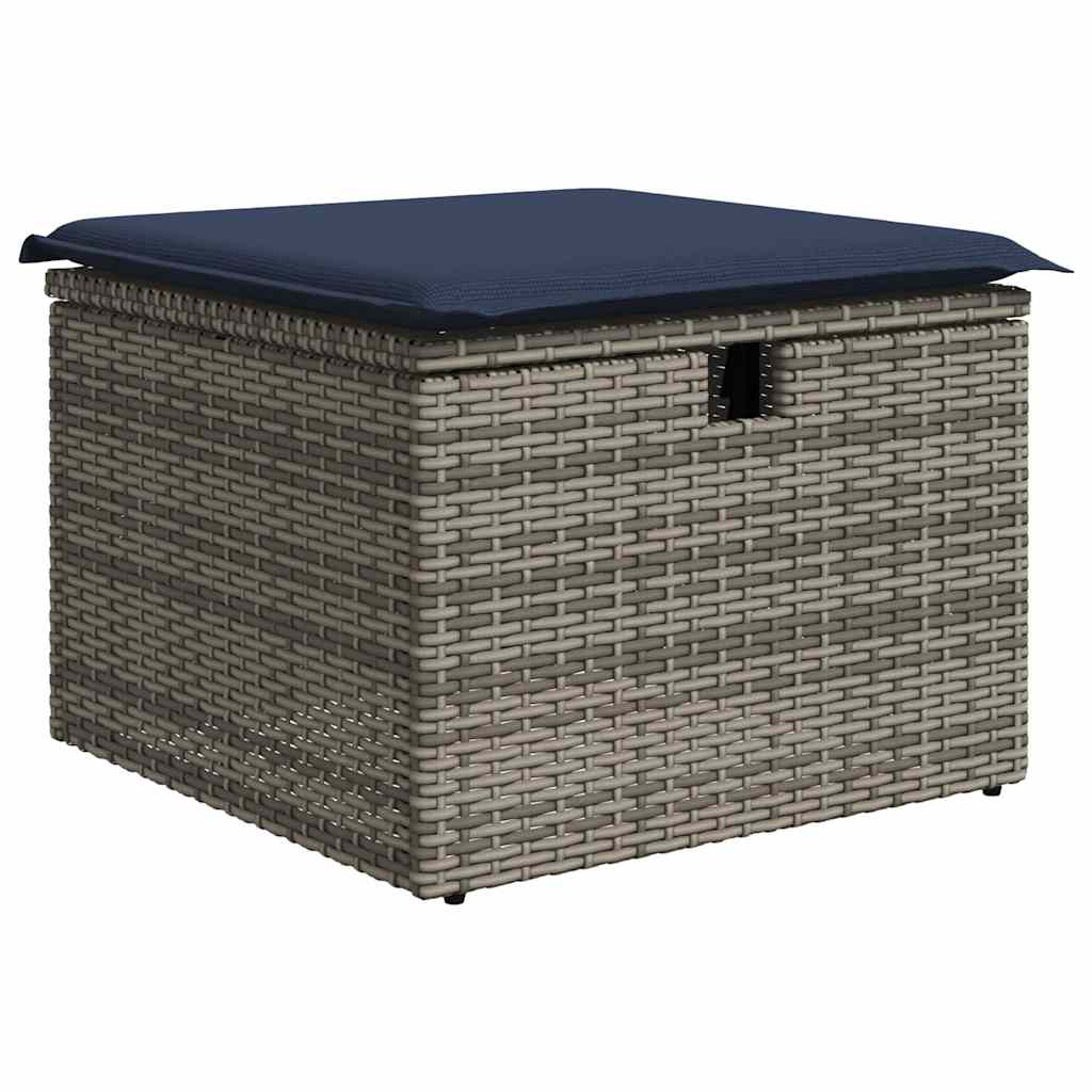 Ensemble de canapé de jardin 7 pcs avec coussins gris résine tressée