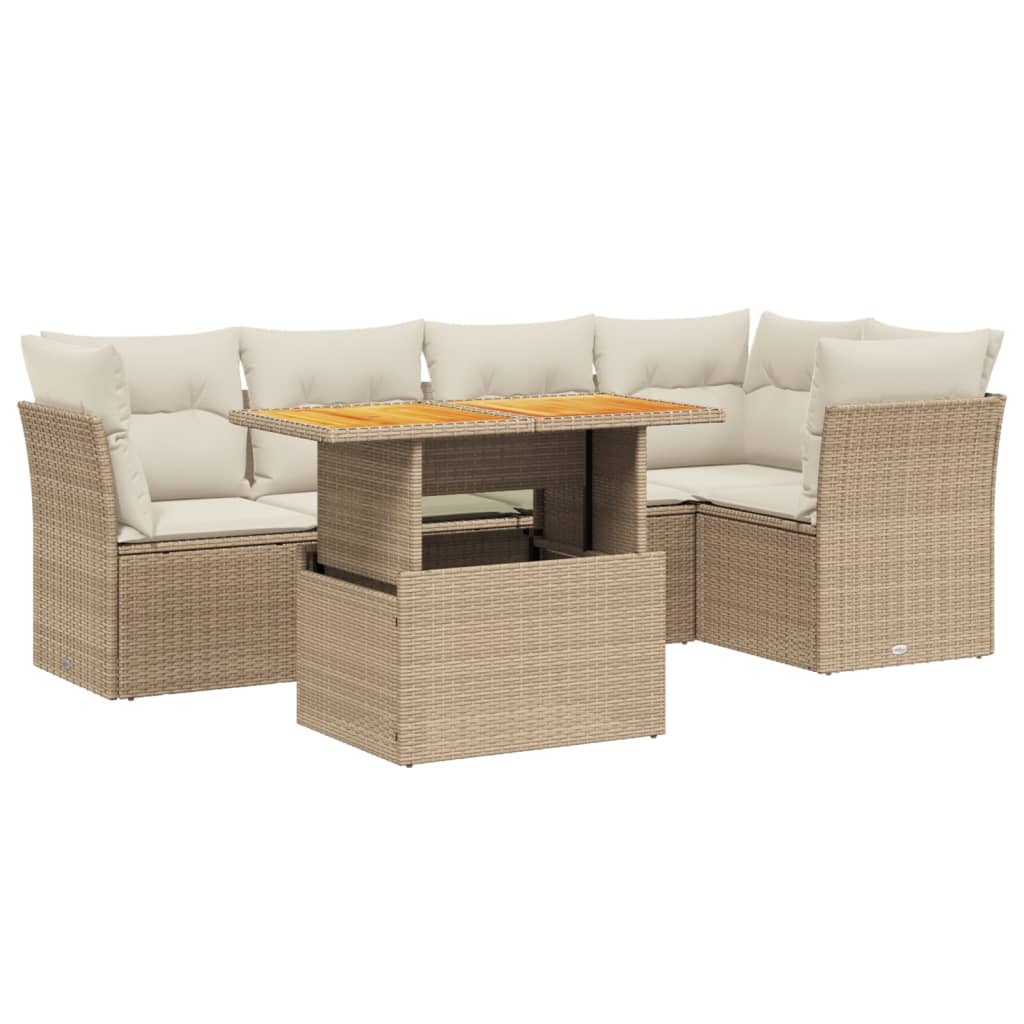 Salon de jardin avec coussins 5 pcs beige résine tressée