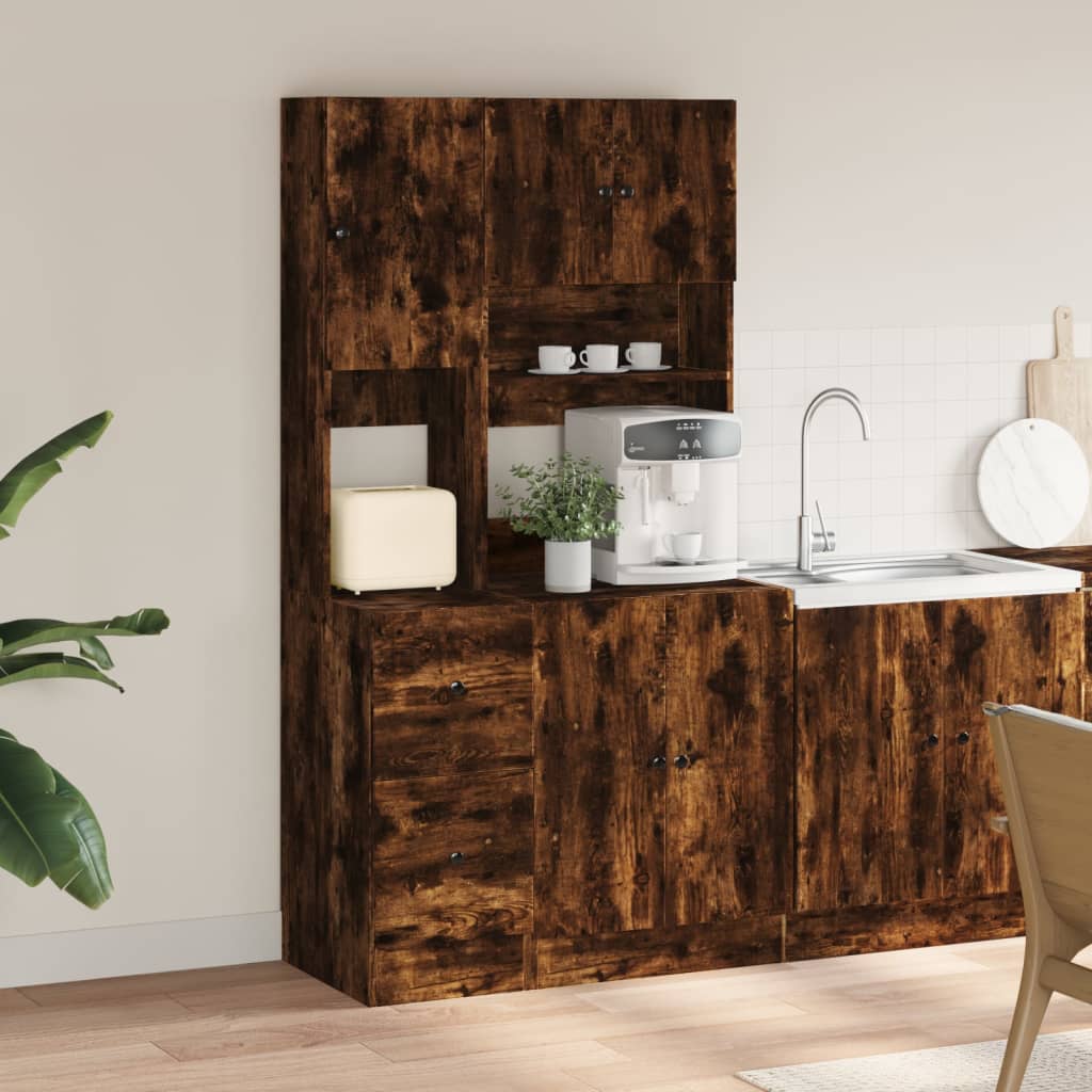 Armoire de cuisine chêne fumé 95x50x180 cm bois d'ingénierie - XIOS